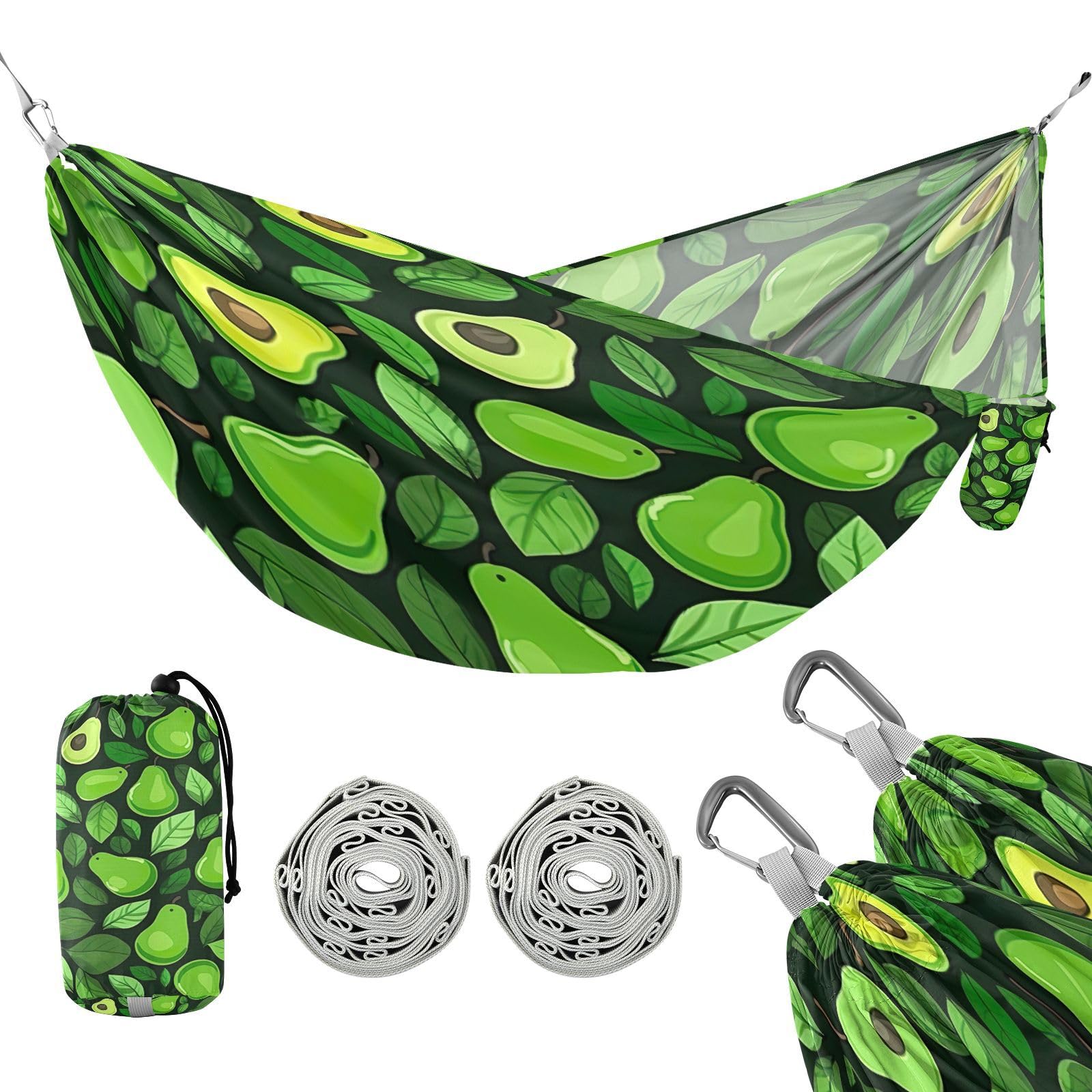 ATTX Small Avocado Slices Camping Hammock - Lightweight & Portable Hammocks, Heavy Duty 330lbs Capacity for Indoor, Hiking, Backpacking, Travel, Backyard, Beach#379