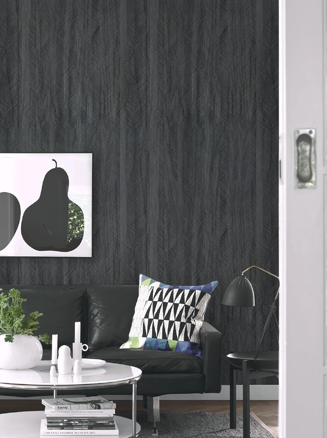 GloryTik Peel and Stick Wallpaper Wood Grain Contact Paper Dark Gray Fishbone Textured Wallpaper Self Adhesive Removable Wall Paper for Bedroom Walls Cabinet Decoration Vinyl Rolls 15.7"X118"