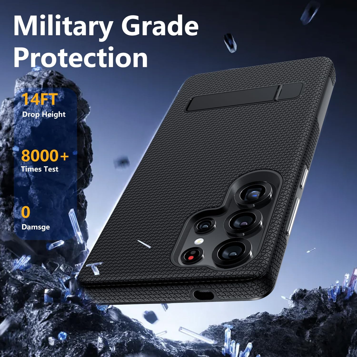 for Samsung Galaxy S25 Ultra Magnetic Case, [Fit for Magsafe] Military Grade Dual-Layer Shockproof Protective with Non Slip Textured Back, Phone Case with Kickstand for S25 Ultra (Black) - Image 6