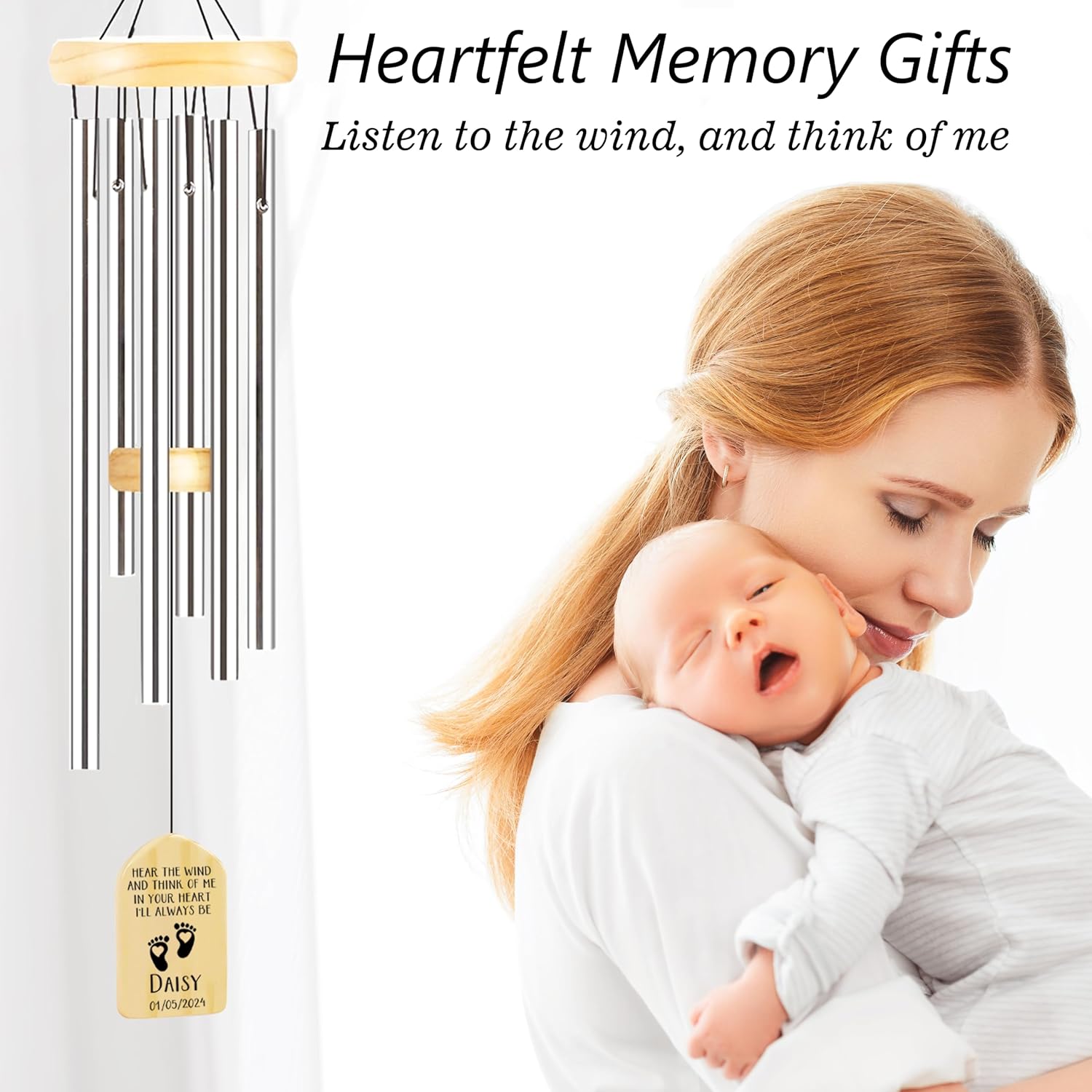 Personalized Memorial Wind Chimes for Loss of Baby Custom Sympathy Wind Chimes Baby Miscarriage Gift for Mother Personalized Angel Baby Memorial Gifts