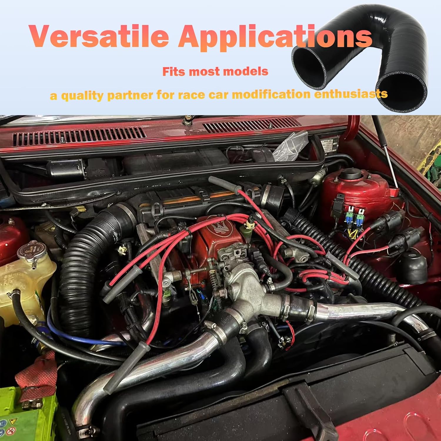 Automotive Silicone Tubing, ID 4.5" (114mm) 135 Degree Elbow, 5"(127 mm) Leg Length,4-Ply High Performance Coupler Silicone Hose for Turbo/Intercooler/Intake Piping (Black)