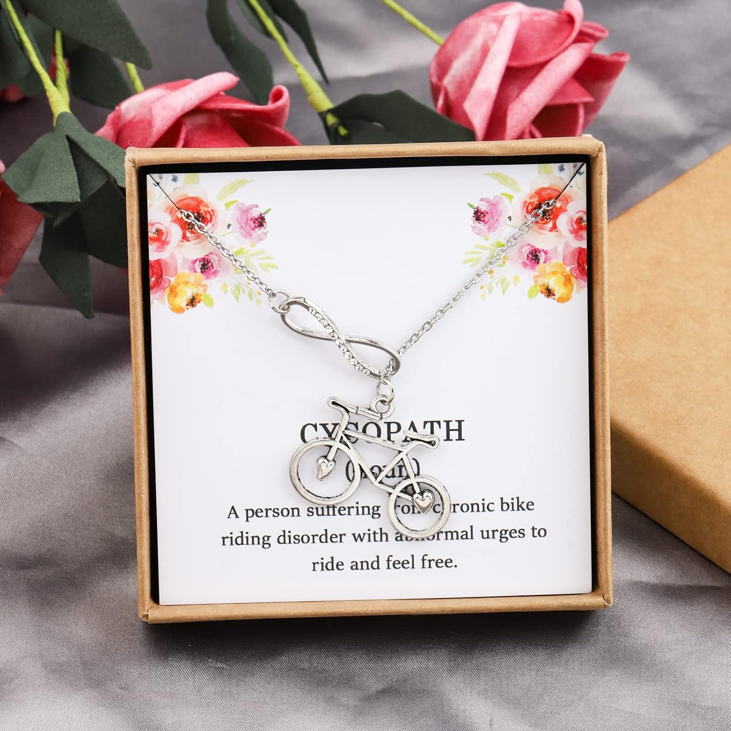 OKEYCH Cycling Lover Gift Cycopath Definition Y Necklace Cycling Biker Rider Gift Cyclist Gift Bike Lover Jewelry Bicycle Necklace for Cycling and Triathlon Fan image 2