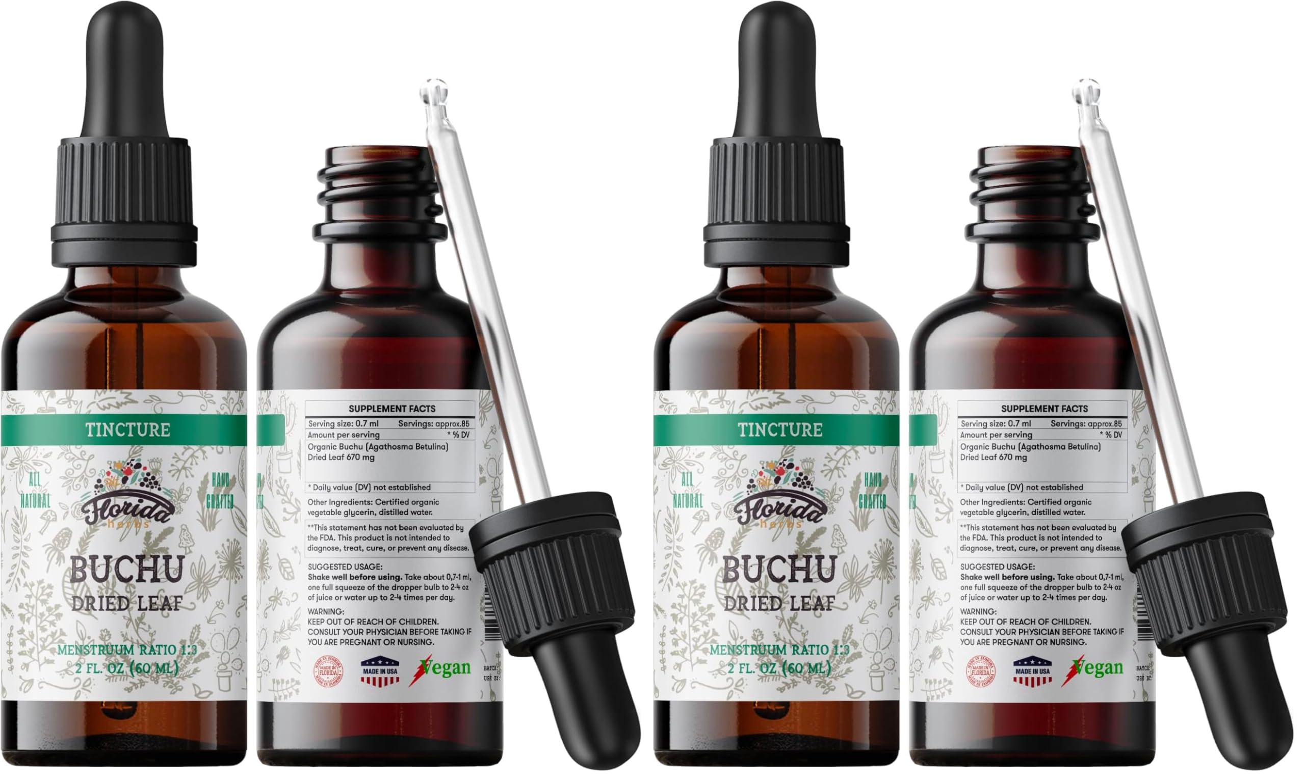 Buchu Tincture, Organic Buchu Extract (Agathosma Betulina) Dried Leaf Health Supplement, Non-GMO in Cold-Pressed Organic Vegetable Glycerin 2 oz, 670 mg — Amazon image 6