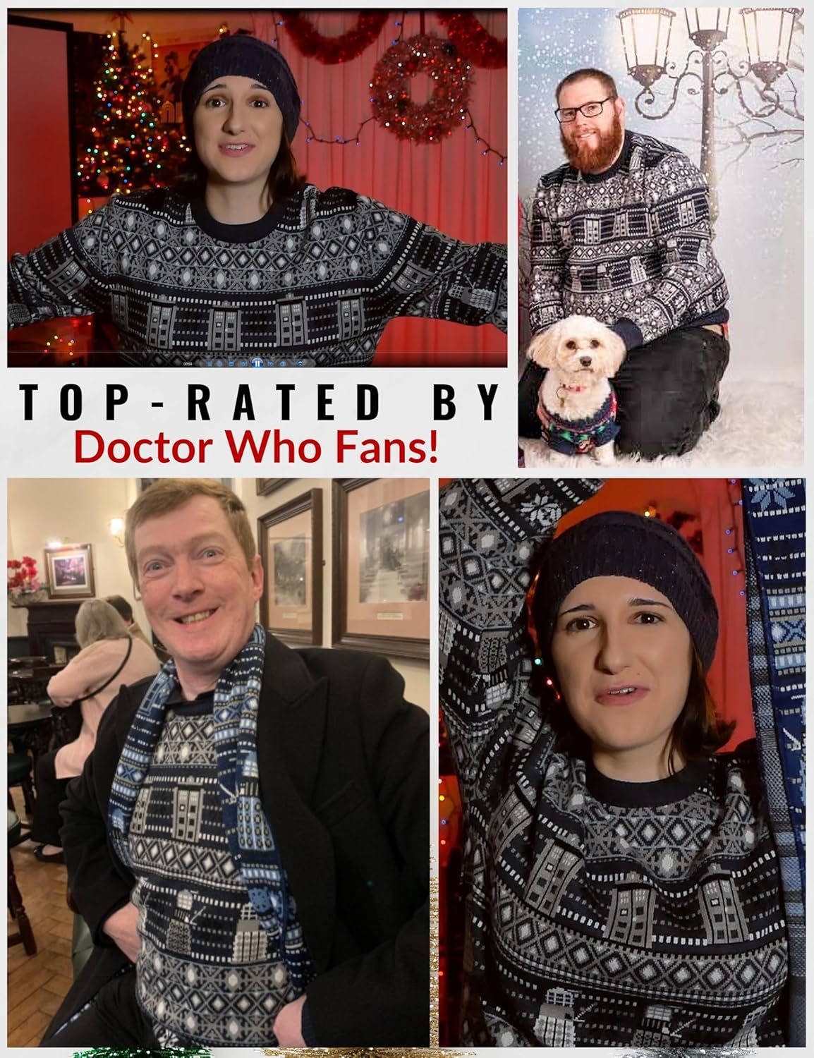 Doctor Who Tardis Angel Snowman Christmas Sweater - Official BBC Festive Jumper by LOVARZI with New Sizing. - Image 6