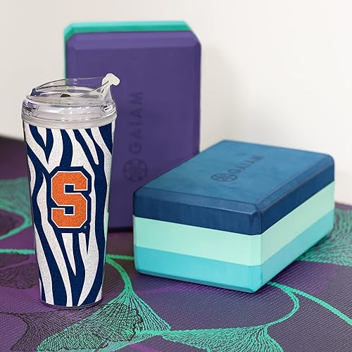 Miniatura 119 de Rico Industries NCAA - Vaso de acrílico con purpurina de 24 onzas con tapa con bisagras, vaso de doble pared con licencia oficial y popote Brillo