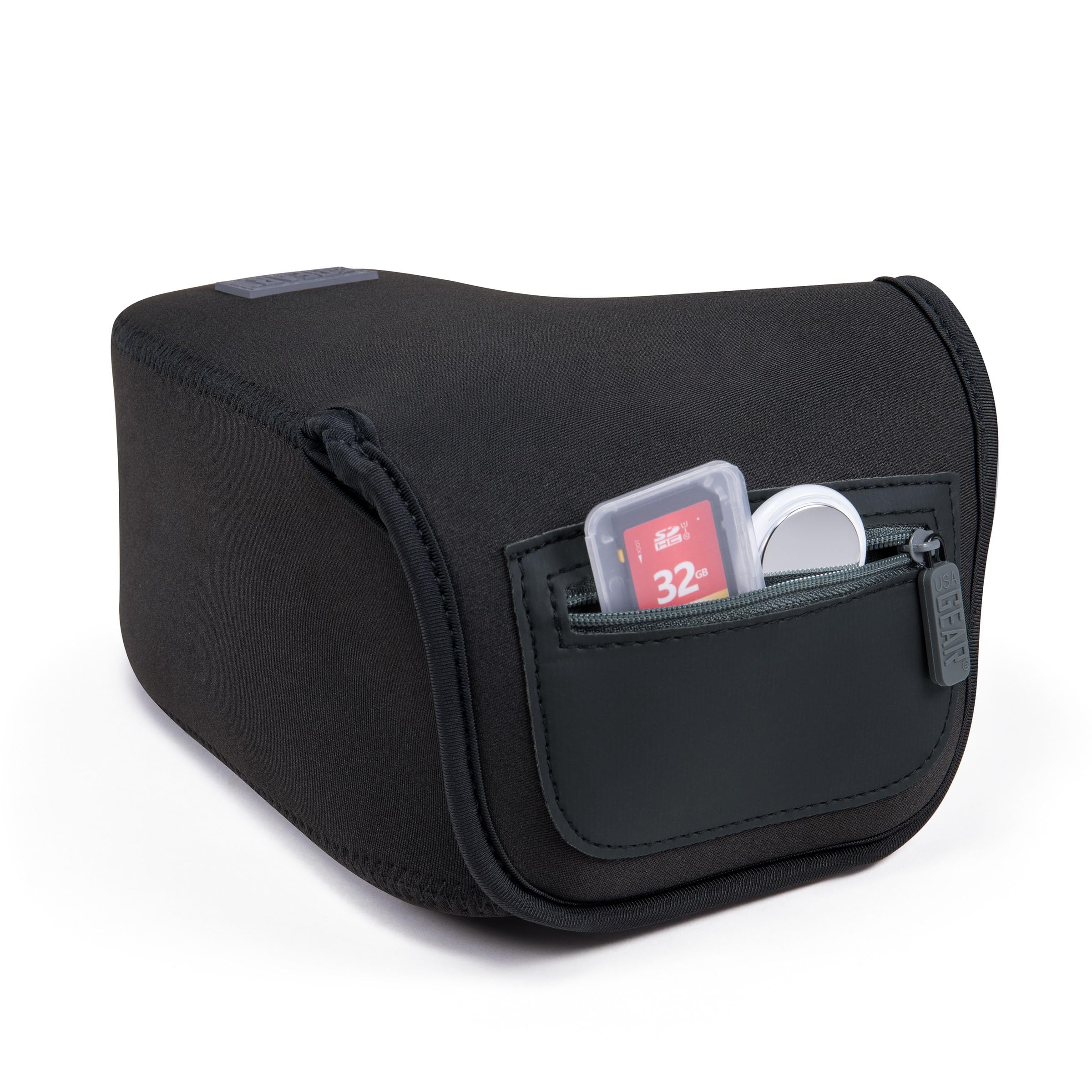 USA Gear Custodia Fotocamera (Grande) per Reflex SLR di Medie Dimensioni Compatibile con Sony A7 V, Nikon Z 6III e Altre - Custodia DSLR in Neoprene Imbottito con Tasca zip e Passante Cintura (Nero)
