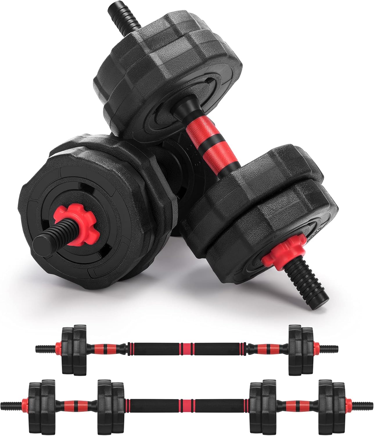Arespark Adjustable Dumbbells, Free Weight Dumbbell Sets, Adjustable Dumbbell Set, Detachable Barbell for Weightlifting, 3 in 1 Barbell Set with Connecting Rod for Workout Strength Training (33lbs) : Sports & Outdoors
