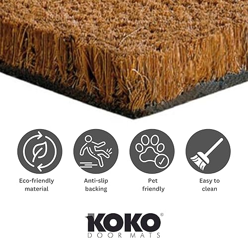 Miniatura 5 de Tapete de bienvenida al aire libre  Tapete de entrada al aire libre en fibra de coco natural con respaldo de PVC resistente, tapete de puerta al