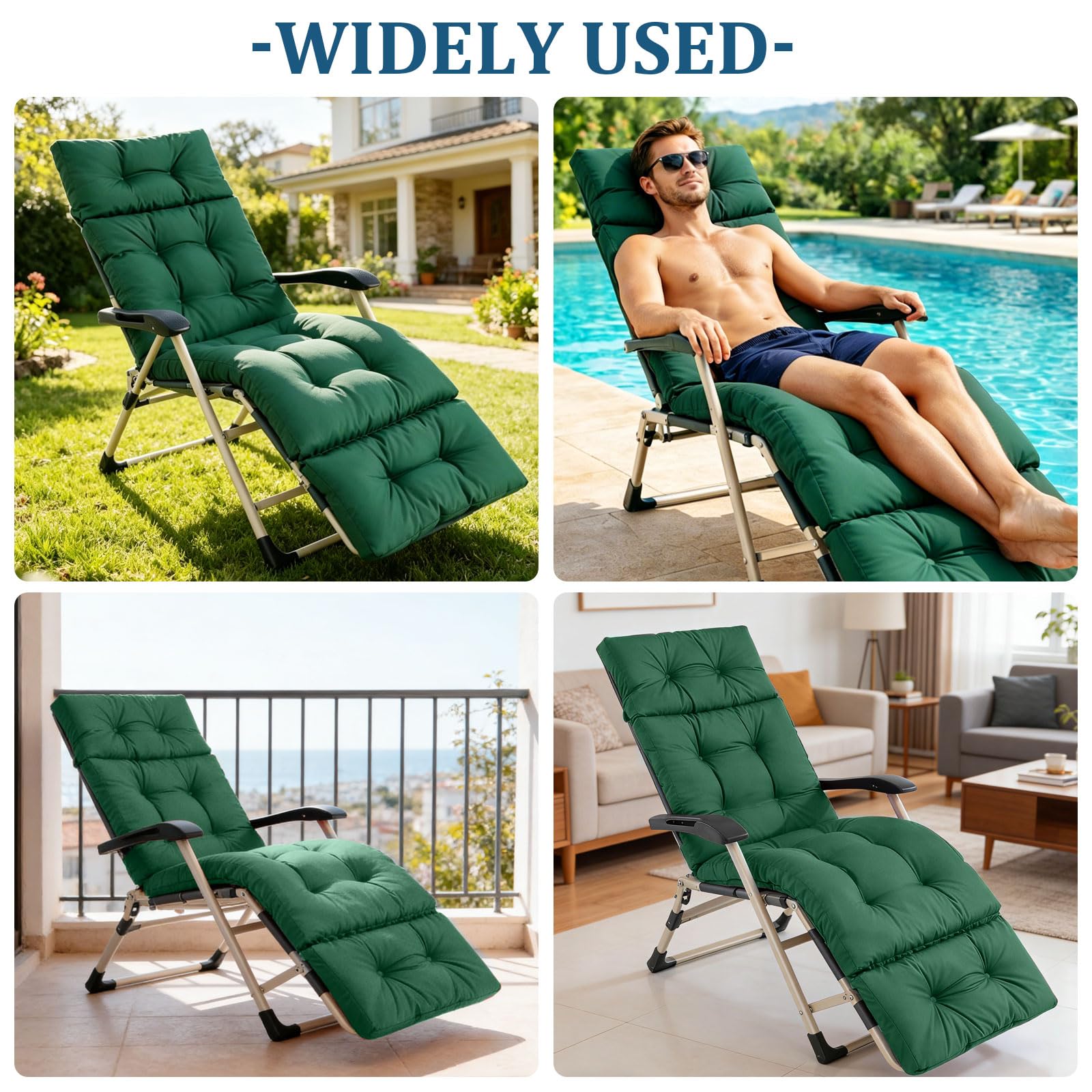 Cojín Tumbona, Cojines para Tumbonas 190x55x10cm | Cojines para Silla de Jardin, Colchóneta para Tumbonas de Jardín, Terraza, Balcón y Playa