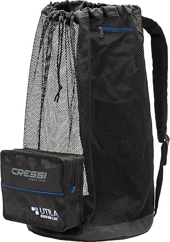 Cressi Mochila de malla resistente de 85 litros de capacidad para snorkel, equipo de deportes acuáticos | Utila: diseñado en Italia, negro, talla
