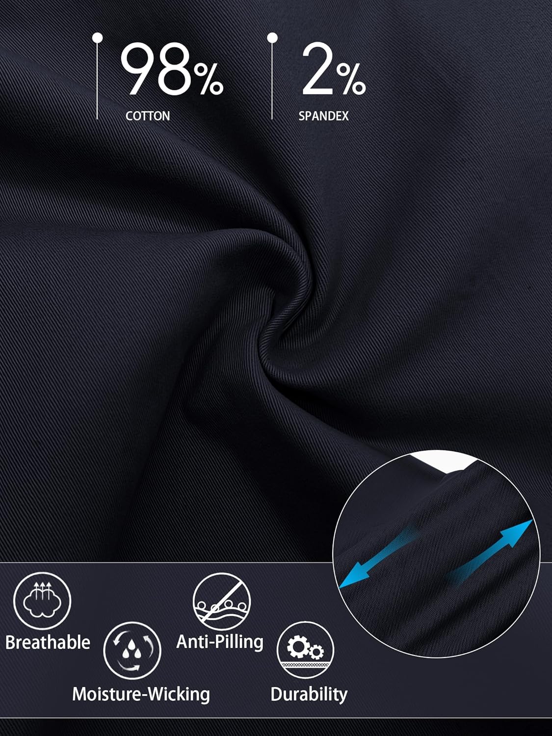 ALLABREVE Men's Chinos Casual Dress Pants Slim Fit Skinny Stretch Flat-Front Lightweight Comfort Slacks - Image 6