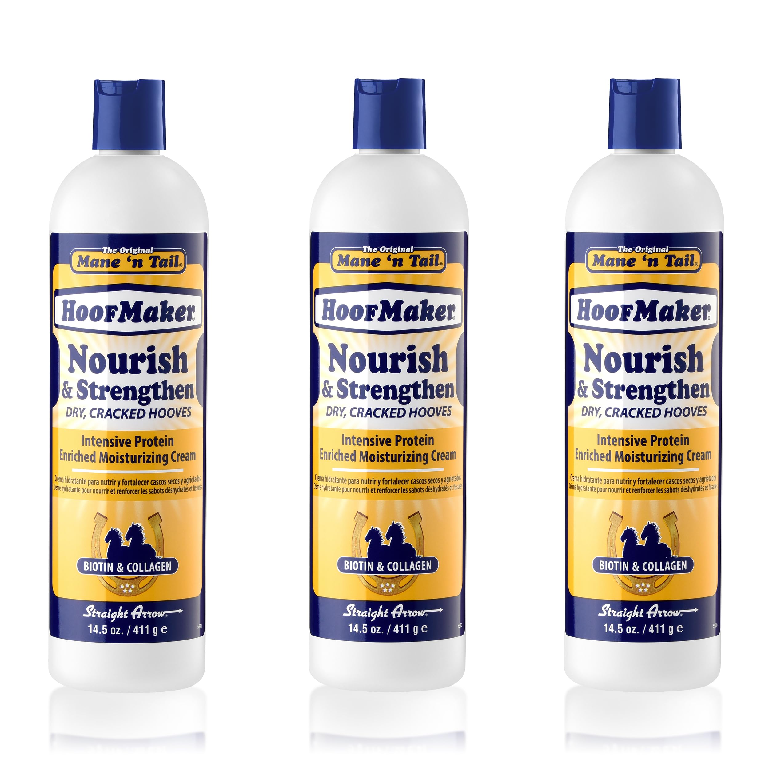 Mane 'n Tail Hoofmaker Hand & Nail Therapy (14.5 Oz Each, 3 Pack) – Fragrance-Free, Biotin & Collagen-Enriched Moisturizing Cream for Strengthening