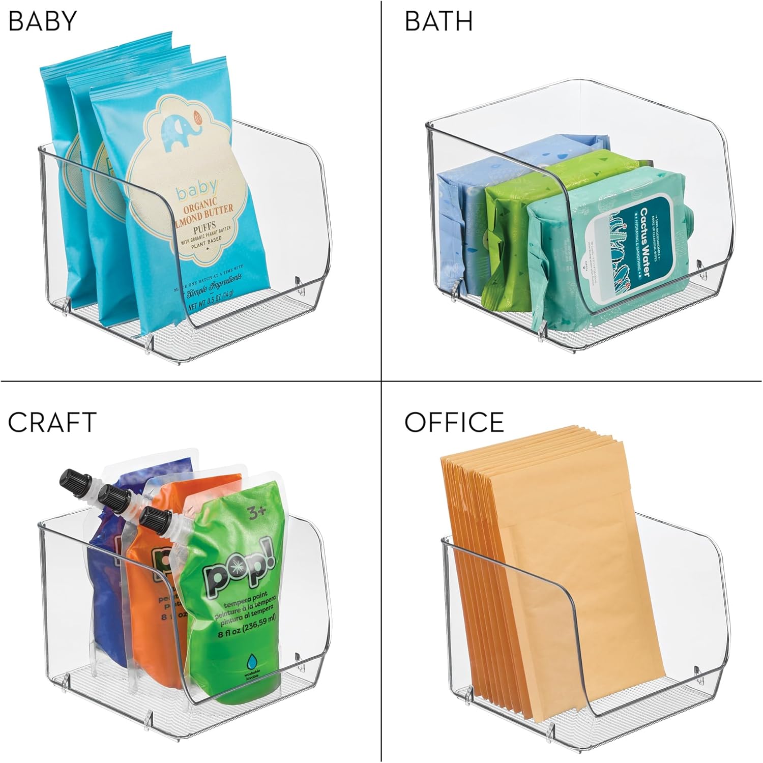 iDesign Stackable Open-Front Storage Bins for Kitchen and Pantry Organization - Set of 3 - Clear - Image 7