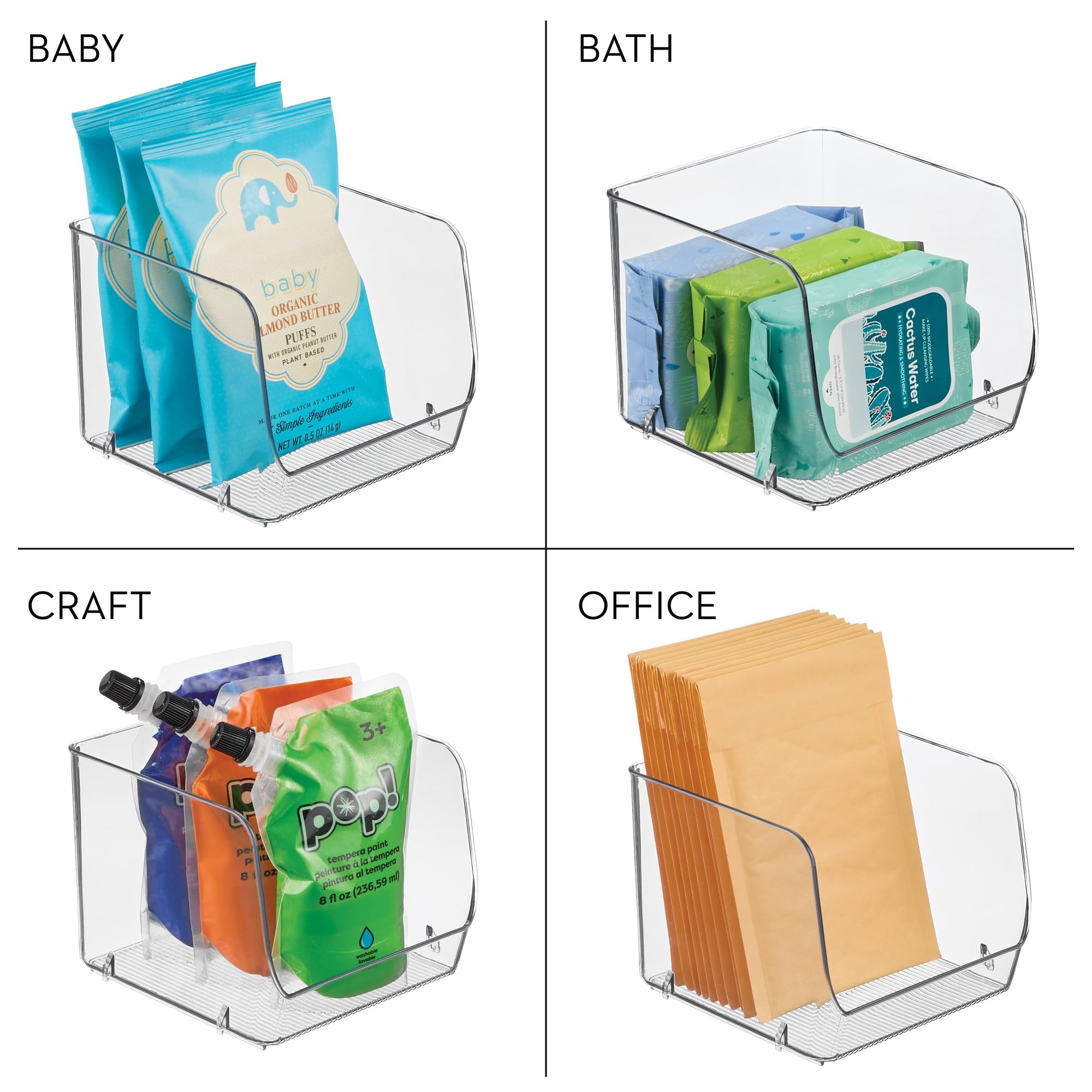 iDesign Set di 6 contenitori impilabili con apertura frontale, trasparenti | Organizzazione di cucina e dispensa