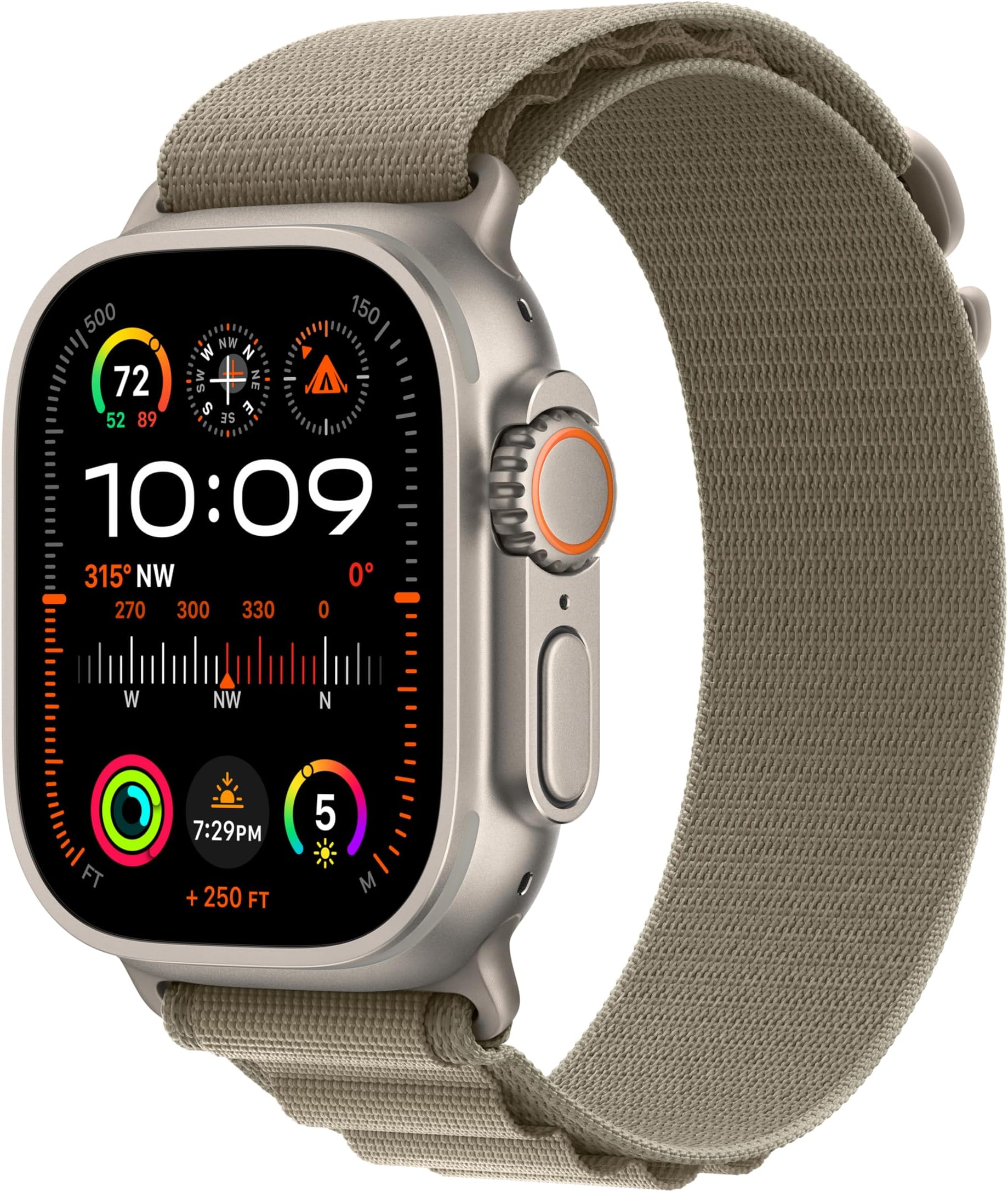 Apple Watch Ultra 2 [GPS + Cellular 49mm] Smartwatch with Rugged Titanium Case & Olive Alpine Loop Small. Fitness Tracker, Precision GPS, Action Button, Extra-Long Battery Life