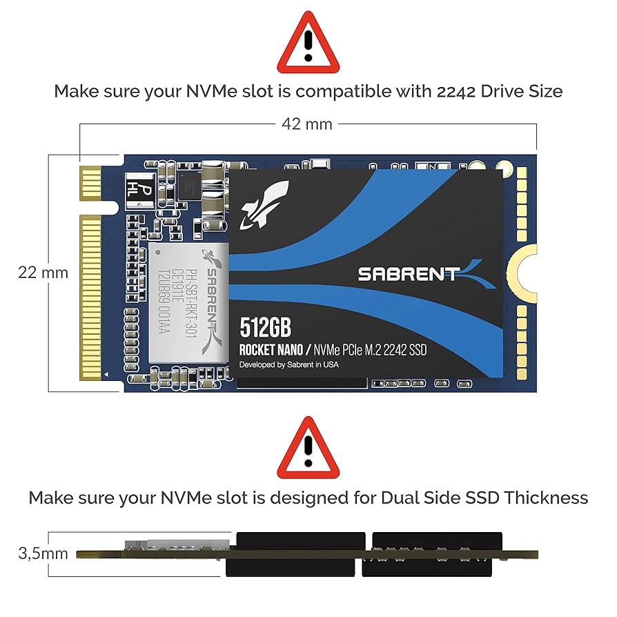Amazon.com: SABRENT 512GB Rocket NVMe PCIe M.2 2242 DRAM