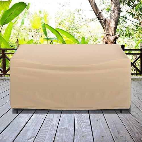 Miniatura 8 de GOFLAME Funda para sofá de patio de 2 plazas, funda resistente para sofá de exteriores, con rejillas de ventilación, asa y hebilla, resistente al