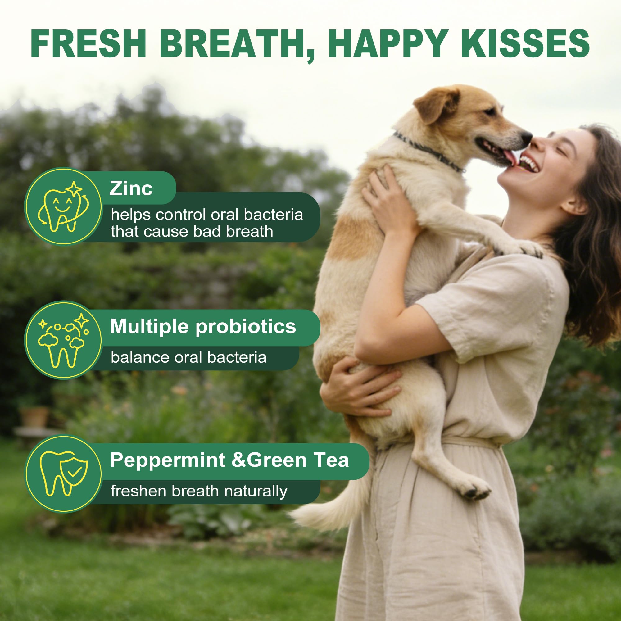 Pet Dental Powder for Dogs & Cats - Fresh Mint Breath Freshener & Teeth Cleaner - Plaque & Tartar Remover Food Topper - No Brushing Oral Care Support for Bad Breath Control (150g) - image 6