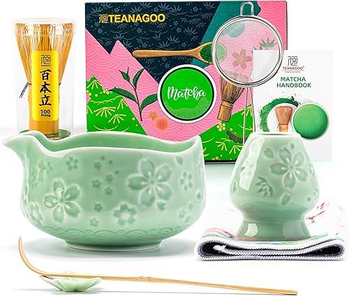 Miniatura 18 de TEANAGOO Juego de batidor de matcha, 7 piezas, juego de inicio de matcha gris claro, kit de matcha para ceremonia, juego de té matcha con batidor
