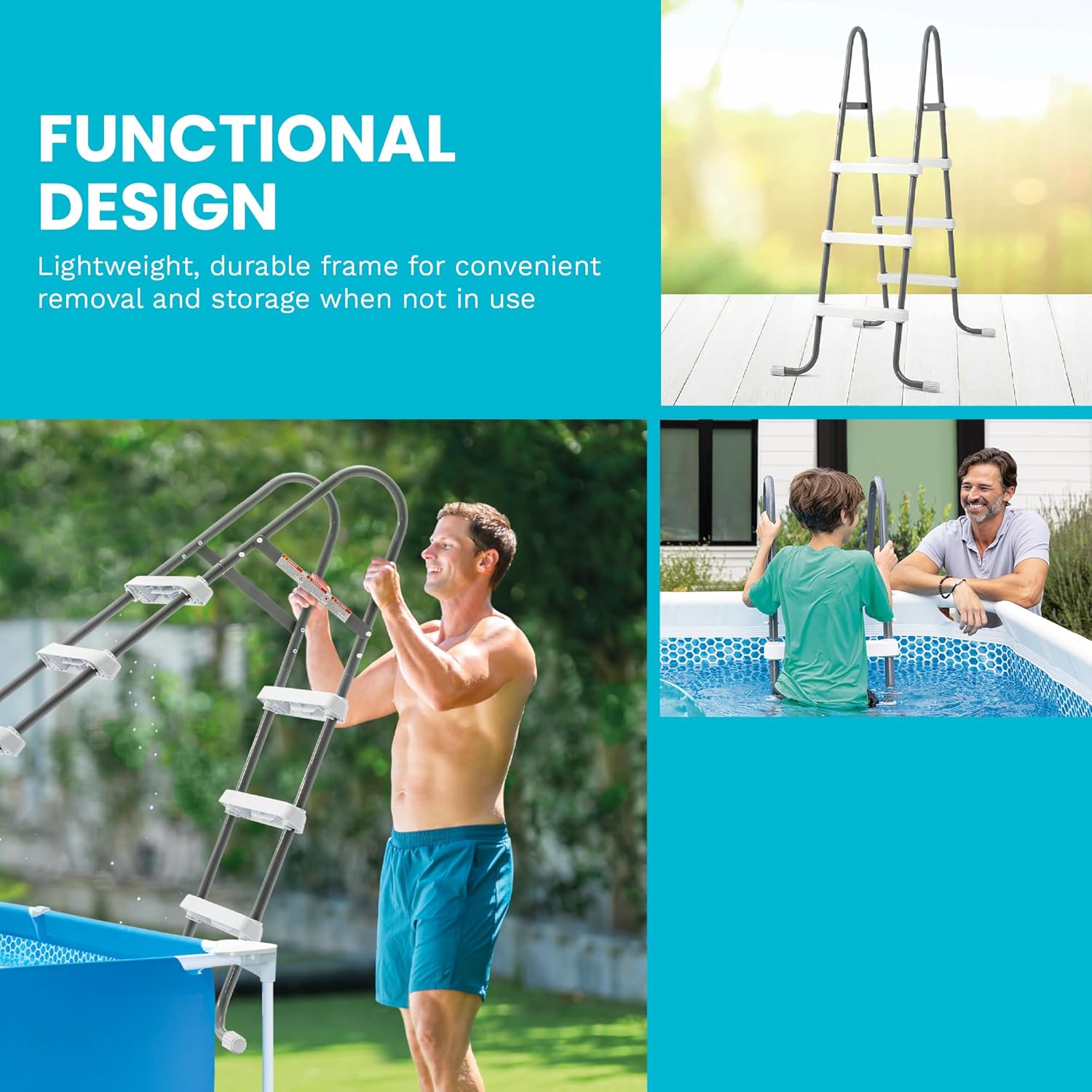 Intex Above Ground Steel Frame Swimming Pool Ladder for 42-in. Wall Height Pools