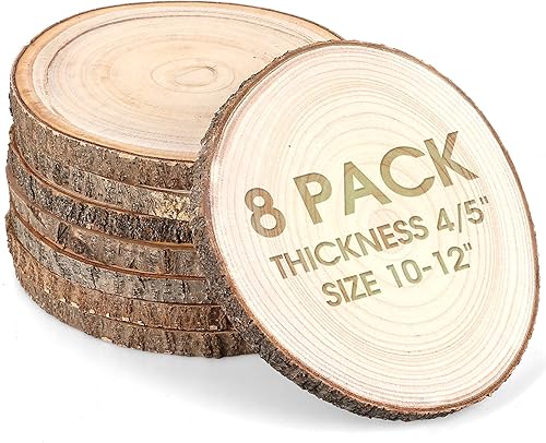 8 rebanadas de madera de 10 a 12 pulgadas, rebanadas de madera redondas naturales para centro de mesa, círculos de madera grandes de árbol de