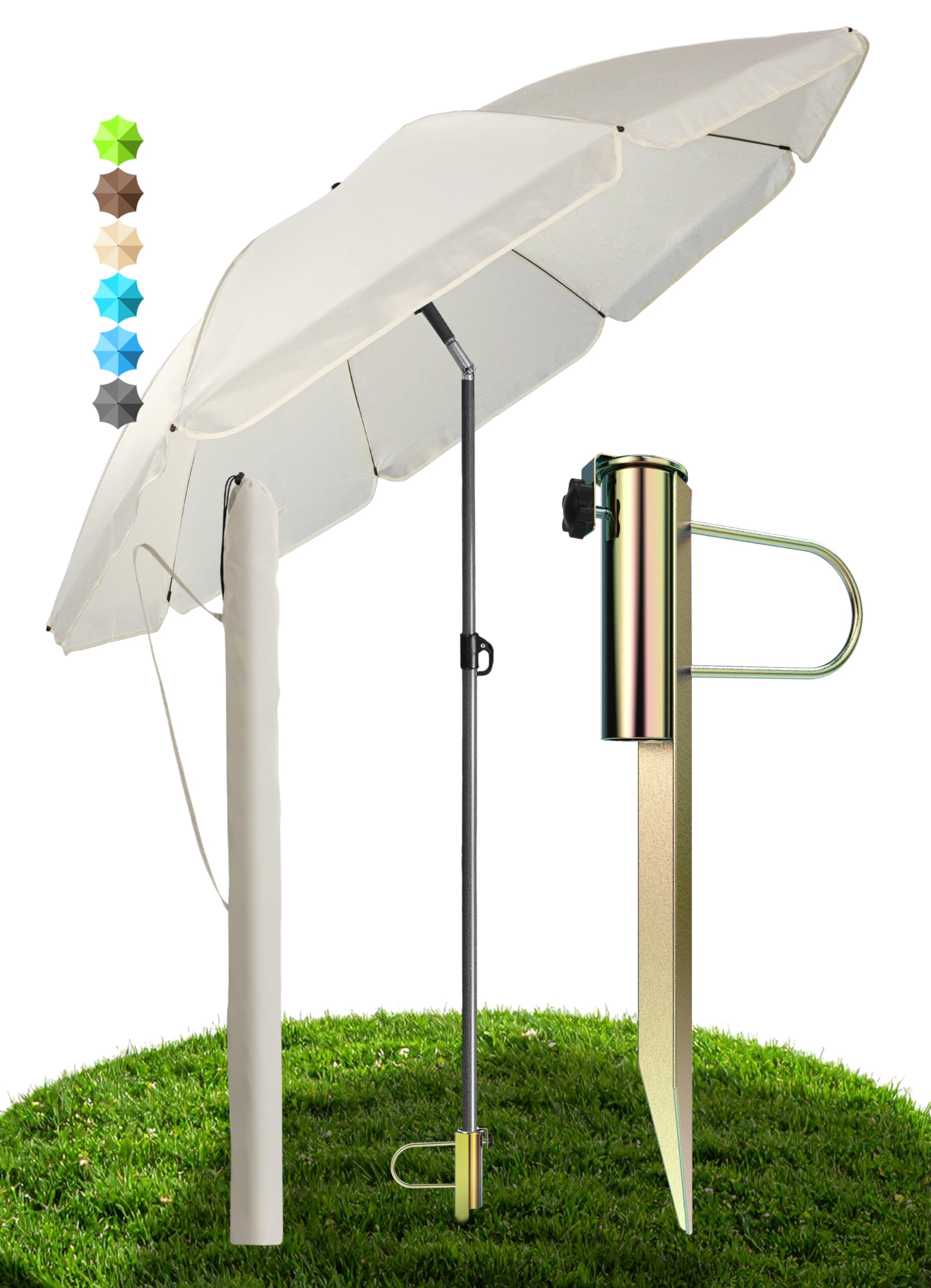 Menz Sonnenschirm, inkl. Hülle - UPF 50+ Sonnenschirm Strand, Strandschirm windfest stabil, Gartenschirm