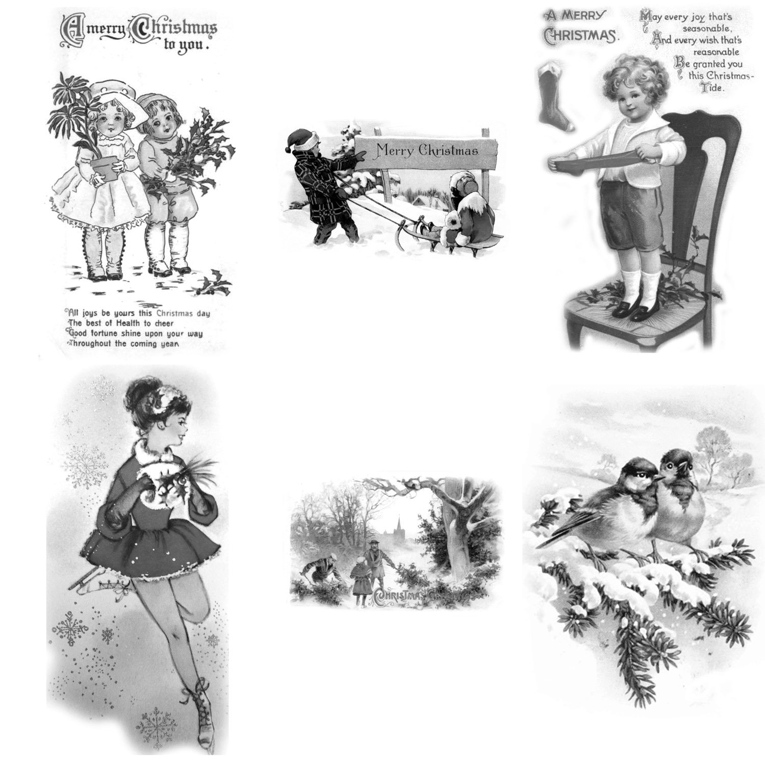 Adult Coloring Grayscale Christmas Cards - 24 Vintage Design Postcards For Coloring With Pencils, Pens, Or Paint - View #8