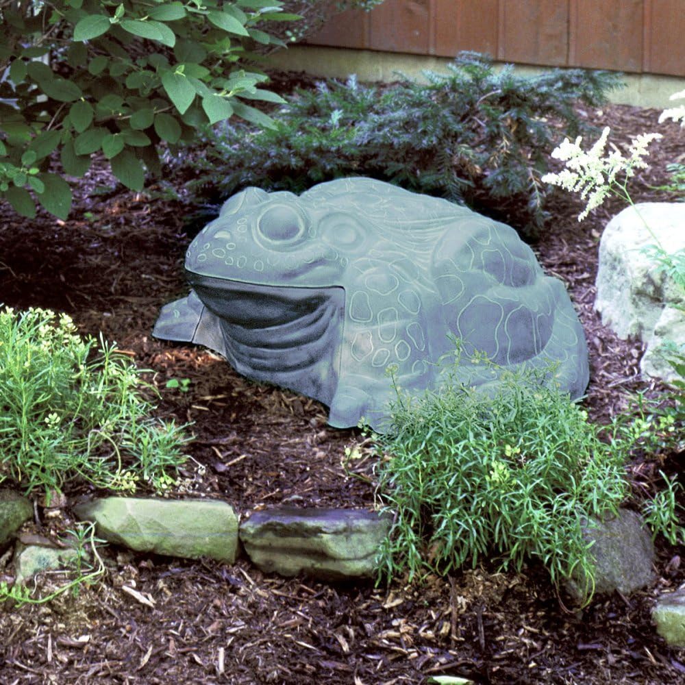 Darwood The Galapagos Frog Garden Hose Hider with Hose Reel - 100 Foot Hose Capacity - Patina Finish
