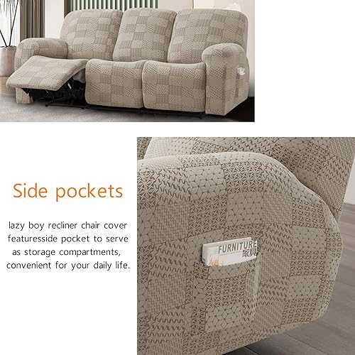 Miniatura 4 de CACXKEP Funda de sofá de 3 asientos para sofá y silla reclinable, funda de sofá fácil de llevar para sofá y sofá biplaza, funda para silla, funda