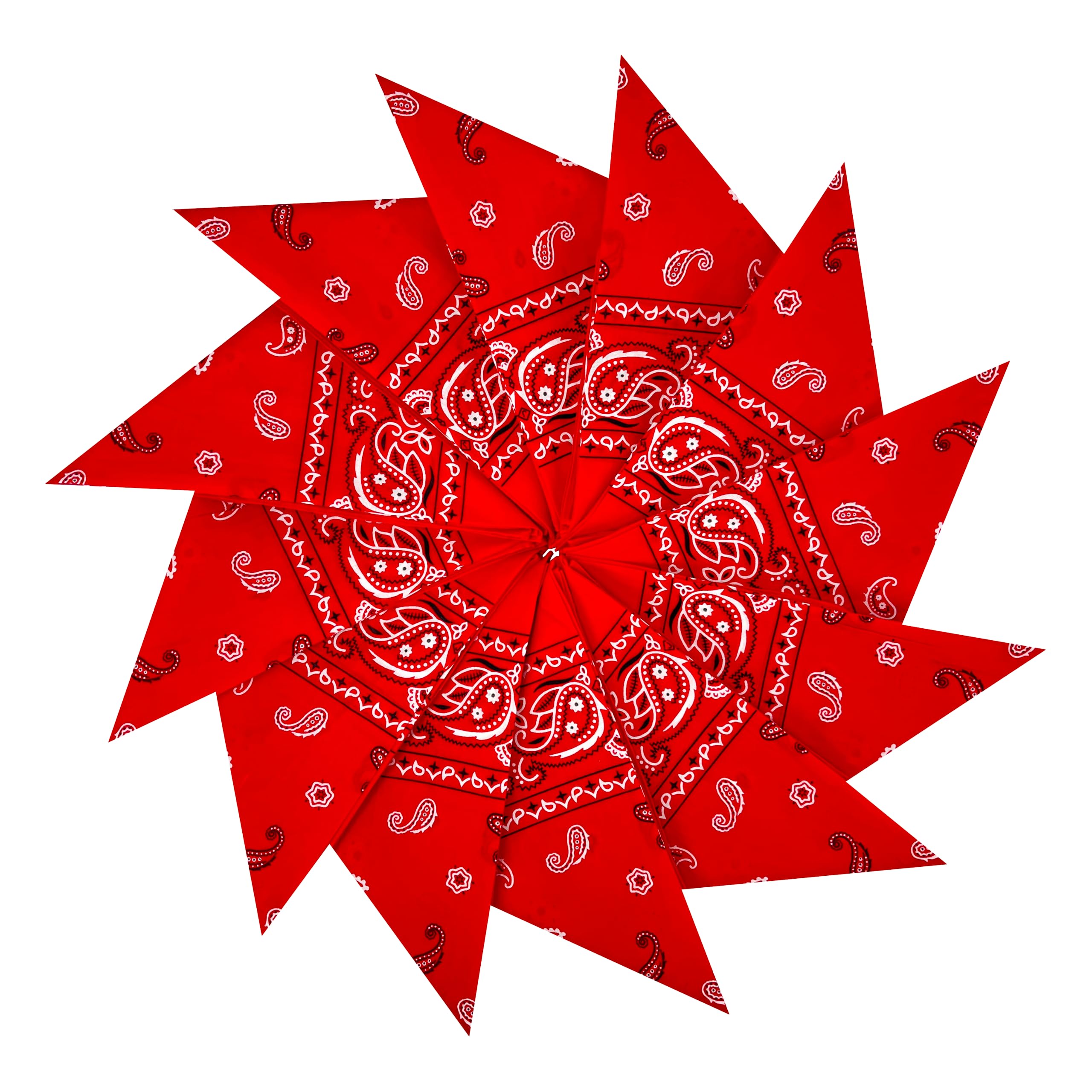 JunvenaCotton Bandanas 12 packs 22"X 22" Double Sides Printed Unisex Kerchief