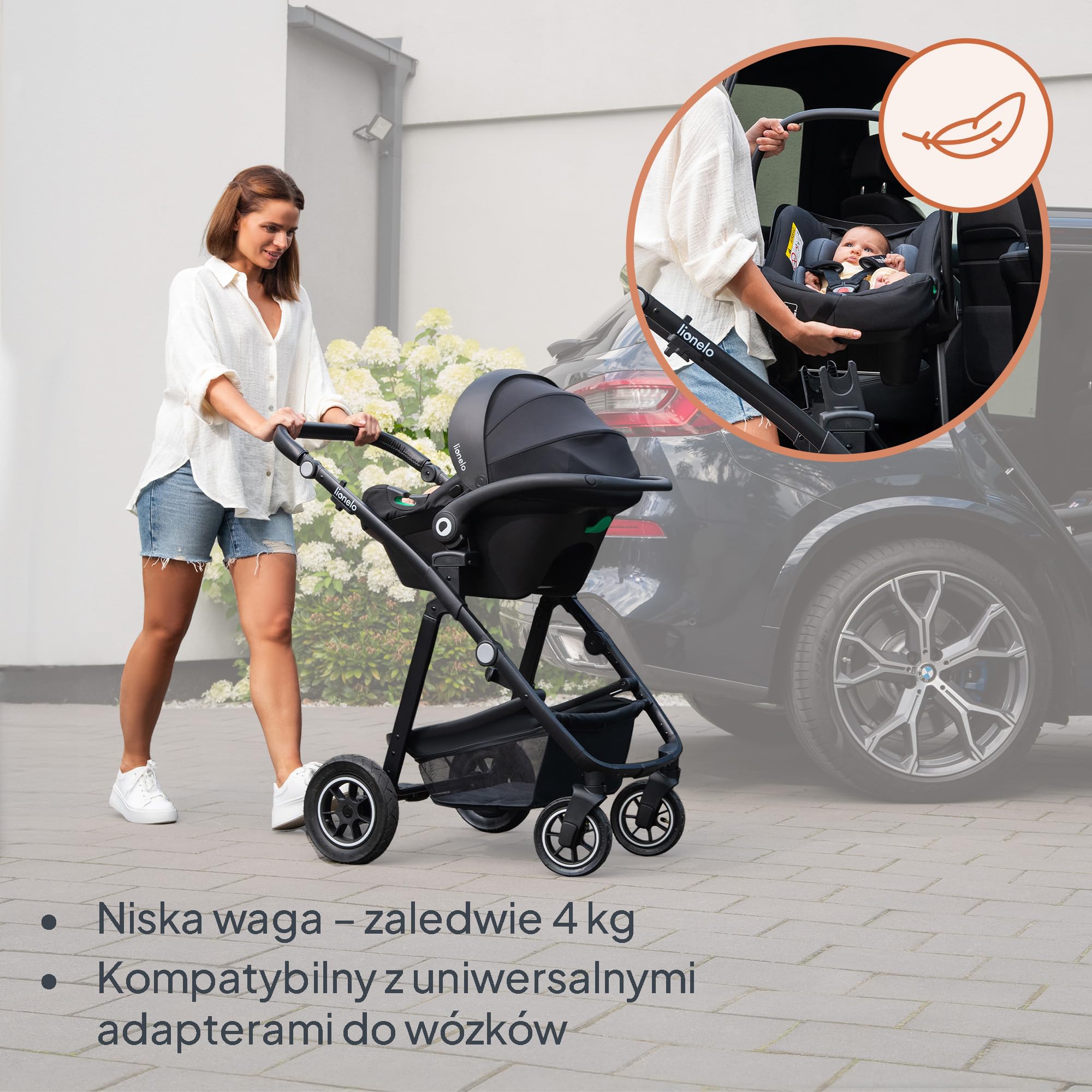 LIONELO ASTRID i-Size Dziecięcy Fotelik Samochodowy 40-87 cm, Nosidełko dla niemowląt Grupa 0+, Montaż Tyłem do Kierunku Jazdy, 3-Punktowe Pasy Ochrona Boczna, Wkładka Dri-Seat | Mocowanie z tyłu, 3-punktowy pas bezpieczeństwa, ochrona boczna i wkładka Dr