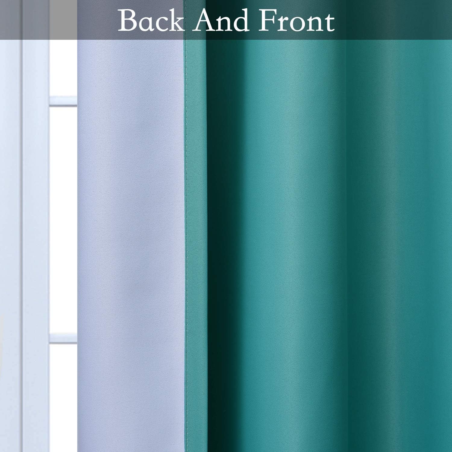 SimpleHome Ombre Room Darkening Curtains for Bedroom, Light Blocking Gradient Grey White to Teal Thermal Insulated Grommet Window Curtains/Drapes for Living Room,2 Panels, 52x84 inches Length