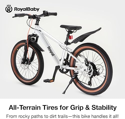 Miniatura 3 de RoyalBaby Bicicleta de montaña para niños y niñas, bicicleta ultraligera de aluminio con ruedas de 20 a 24 pulgadas para niños de 6 a 14 años,