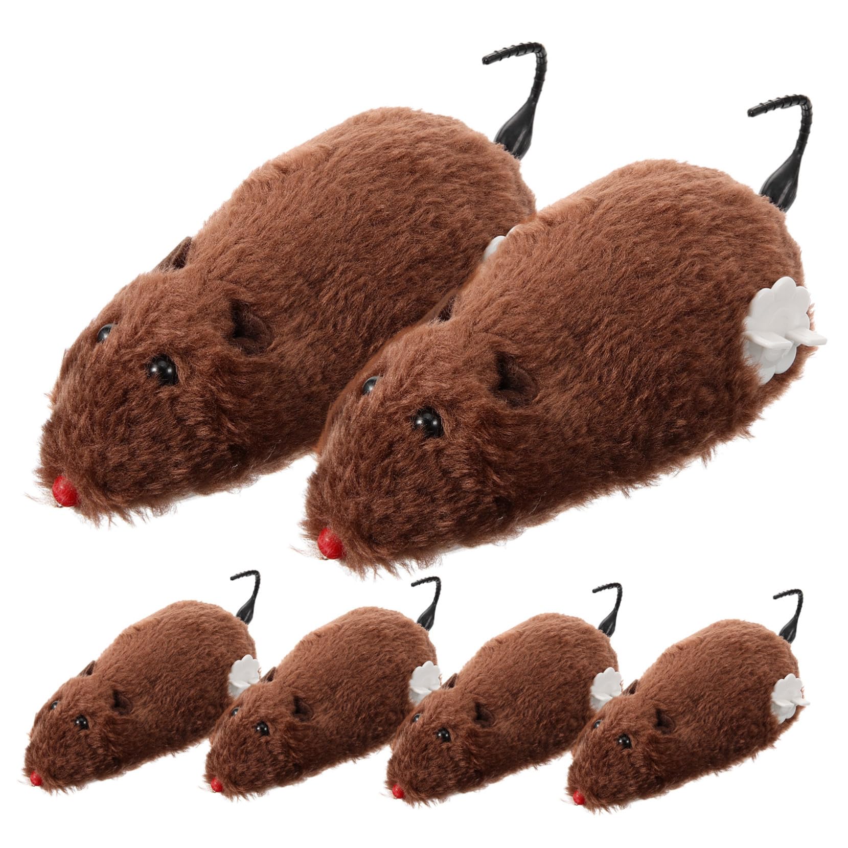 6 Ratones de Peluche con Cuerda TOYANDONA Juguetes Mecánicos de Color Aleatorio para Gatos y Bromas