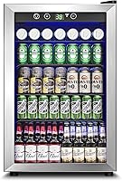 Feelfunn 4.5 Cu Ft Beverage Refrigerator - 145 Can Mini Fridge Glass Door, Adjustable Shelves for Soda Beer Wine, Silver Home Bar Cooler