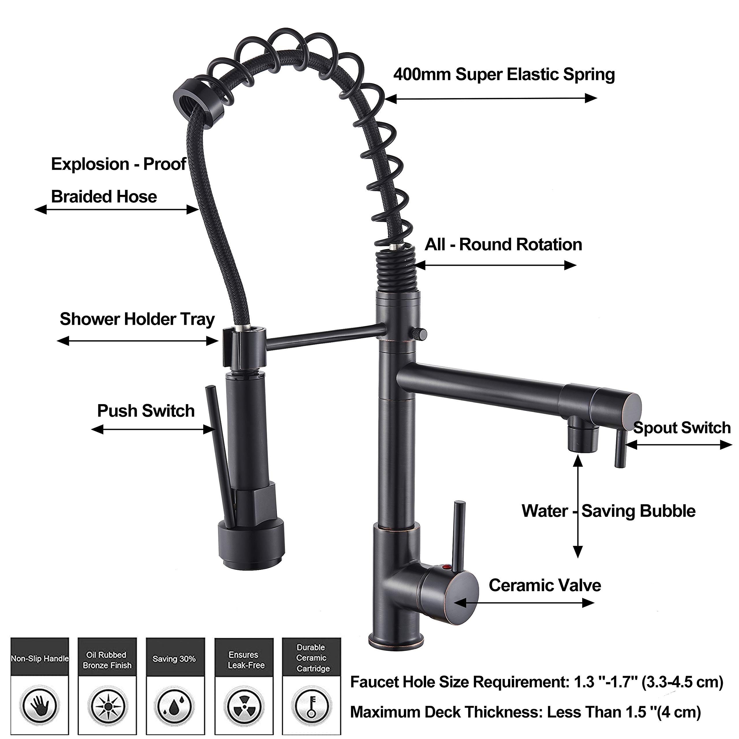 Suguword LED Colors Changing Kitchen Mixer Tap with Pull Out Sprayer