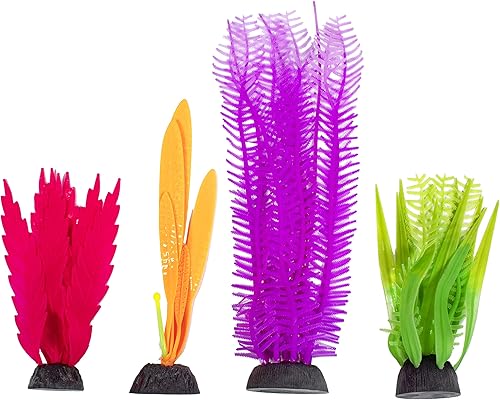 Penn-Plax Aqua-Plants - Paquete de plantas de flujo de silicona de alta gama, se balancea con flujo de agua, movimiento realista con colores