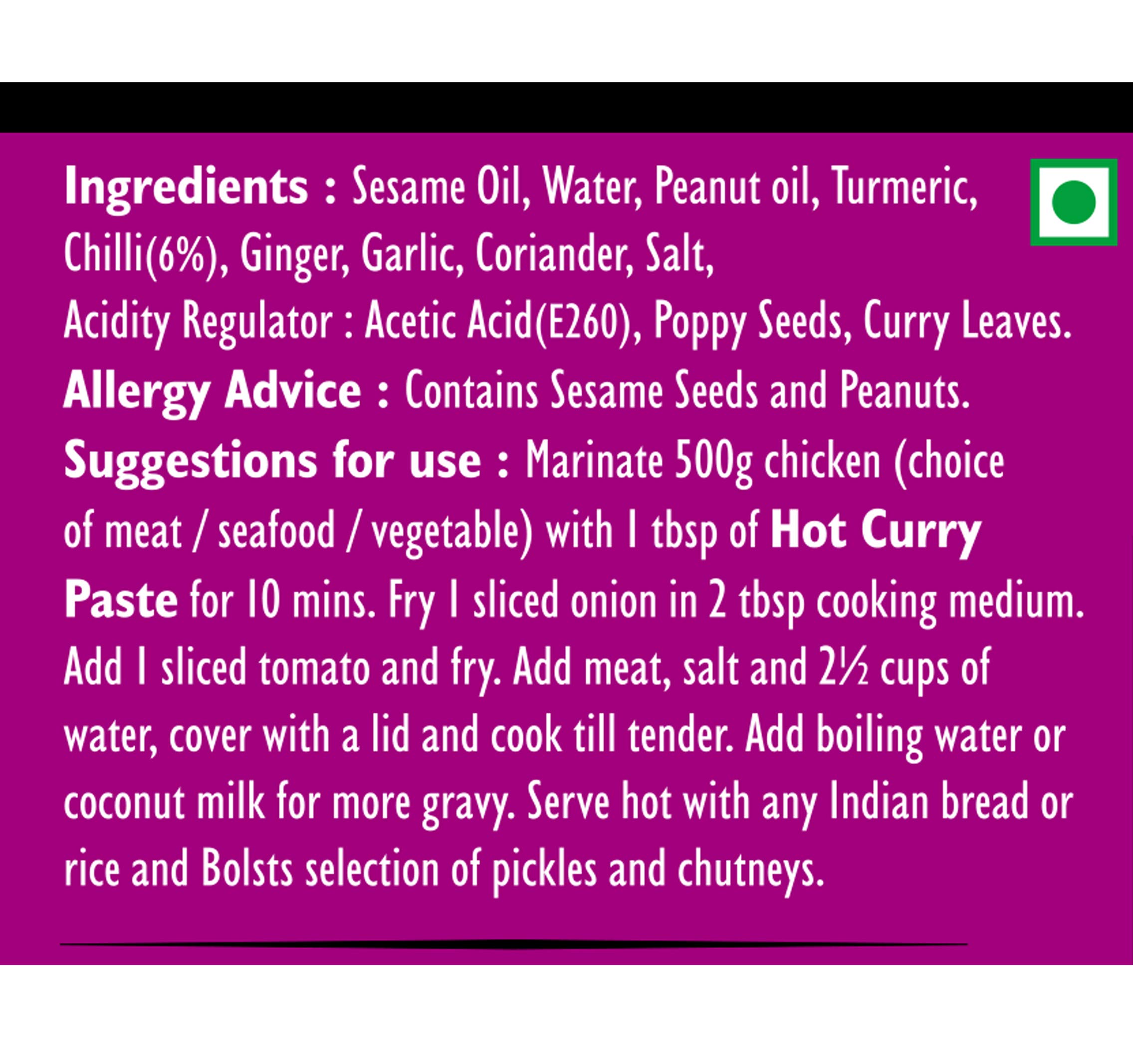 Bolst's Hot Curry Paste Instant Cooking Curry Paste Instant Spice Mix for Flavorful Gravy No Preservatives Homemade Taste 100% Natural Ingredients 280g 3