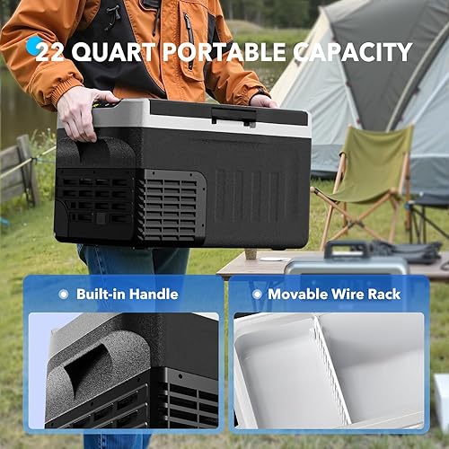 Miniatura 4 de Refrigerador de 12 voltios, enfriador portátil de 22 cuartos de galón -4-68, refrigerador de coche con compresor de 12 V24 V CC y 110-240 V CA,