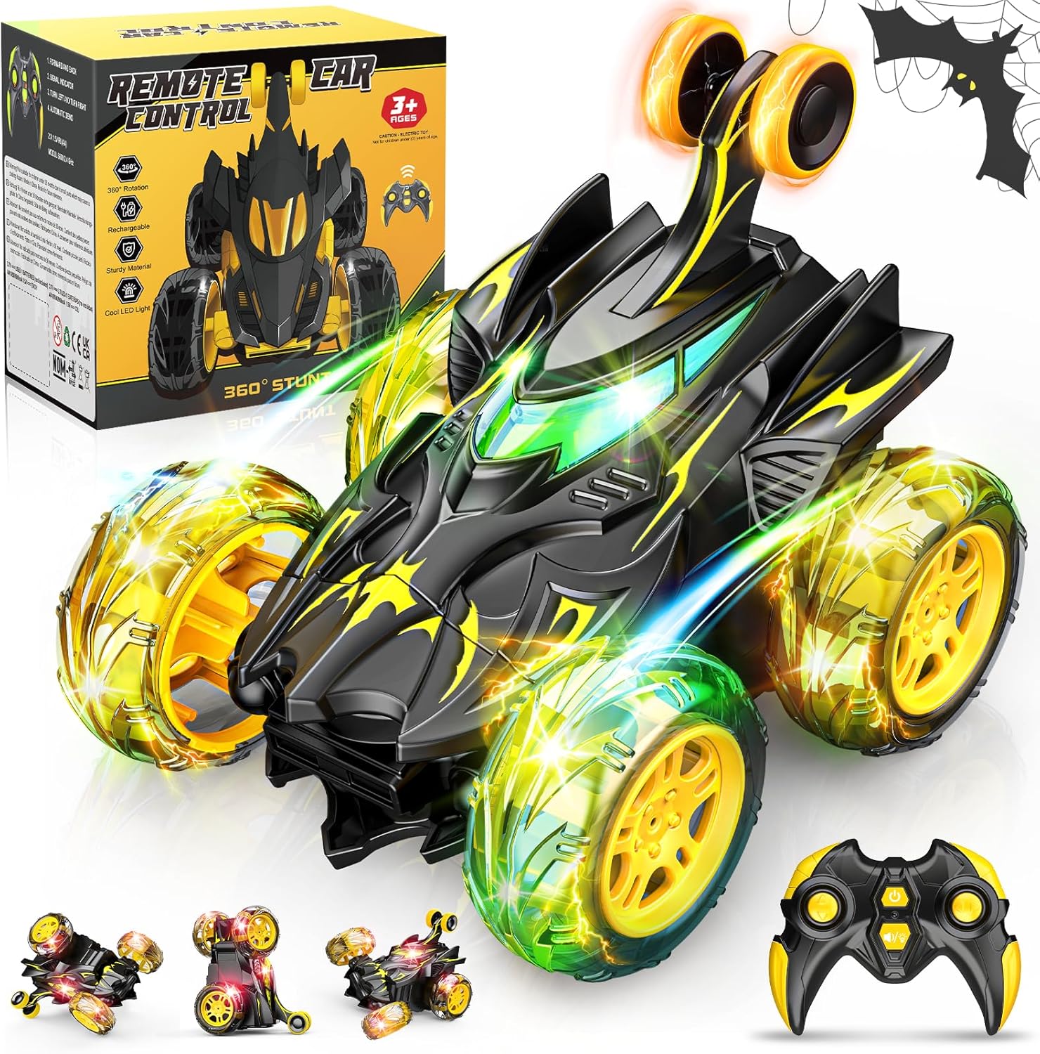 Braxel Ferngesteuertes Auto ab 3-8 Jahre - 2.4GHz RC Auto mit 360° Flip & LED Licht Monstertruck, Spielzeug ab 3 Jahre Junge Mädchen, Geschenk & Outdoor Spielzeug - Ostergeschenke Kinder - Amazon product rated Grade C