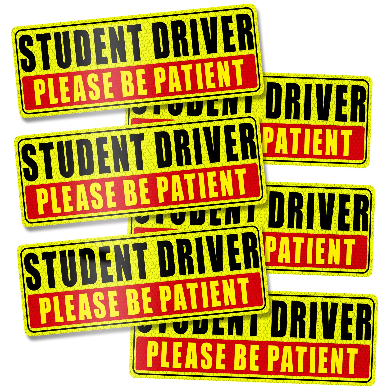 Sukh 6 Pcs Student Driver Magnet for Car - Be Patient Student Driver Magnet Boys and Girls New Student Driver Sticker Safety Warning Reflective Signs Reusable Movable