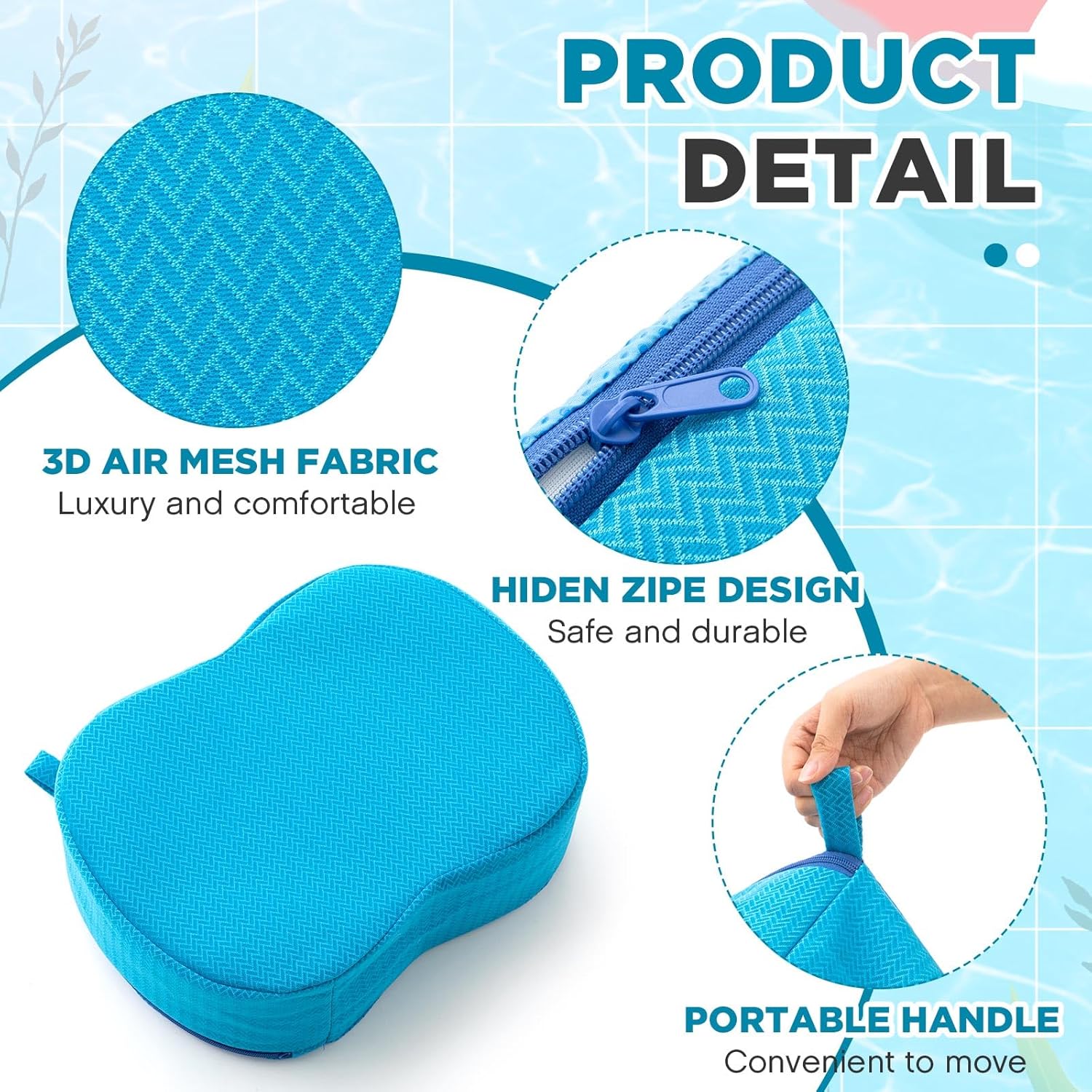 Suzile 2 Pcs Hot Tub Booster Seat Weighted Spa Bathtub Booster Seat Bottom Non Slip Micro Dot Quick Dry Portable Cushion with 3D Air Mesh Cover Tub Accessory for Indoor Outdoor (Blue)