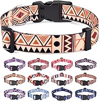 Vista 20 de Juego de collar y correa para perros pequeños, collar suave y cómodo para mascotas para perros pequeños, medianos y grandes, patrón geométrico