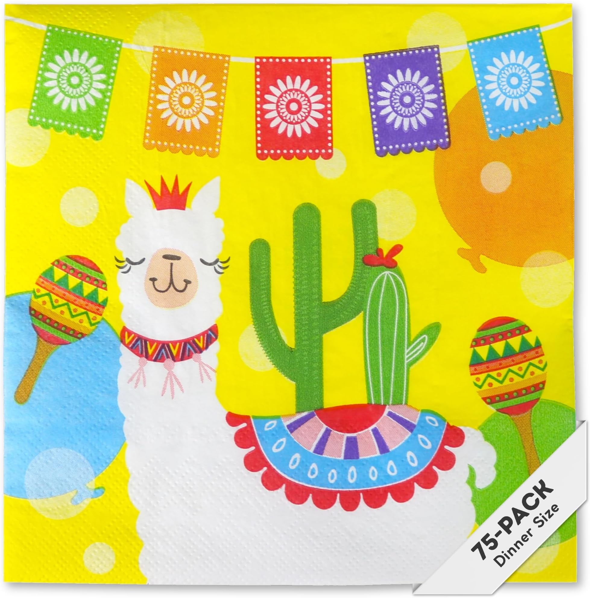 Iconikal 75-Count Cinco de Mayo Fiesta Llama Party Napkins, 6.5x6.5-Inch, 2-Ply