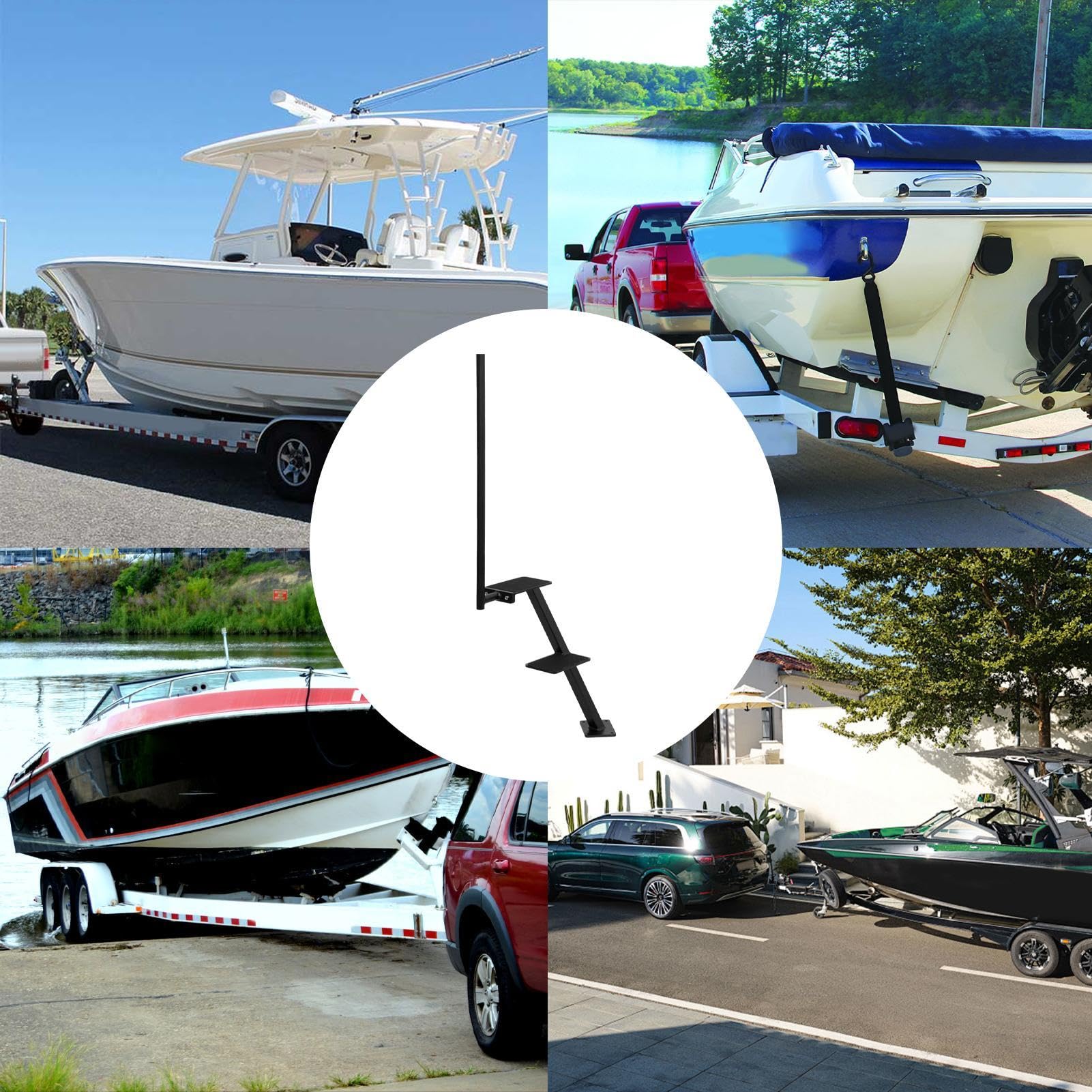 Scaletta per rimorchio per basso barca, resistente, con maniglia, multiuso, per caccia, basso, pontone, yacht