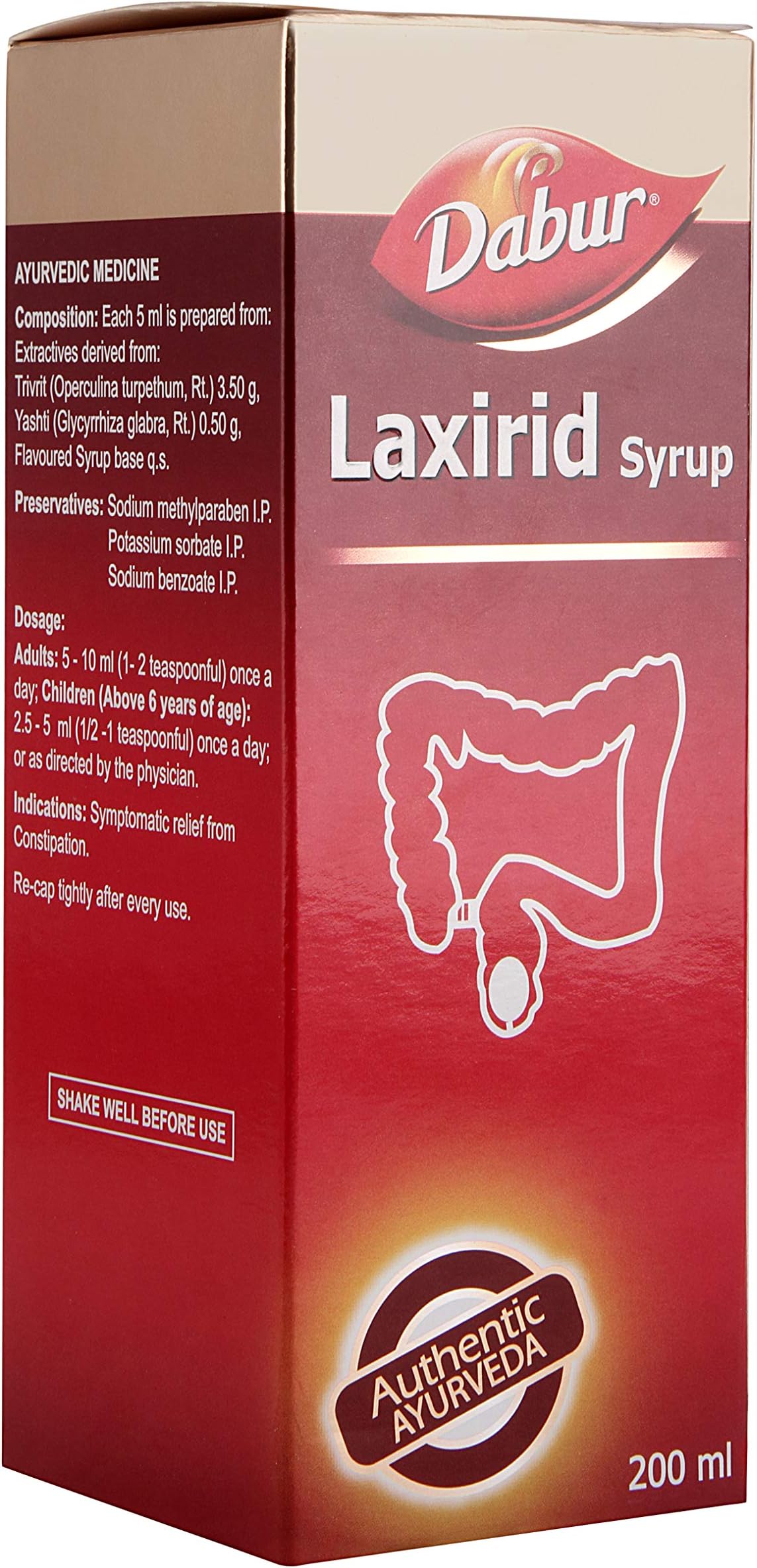 Dabur Laxirid Syrup , Helps regulate Bowel Movement - 200 ml