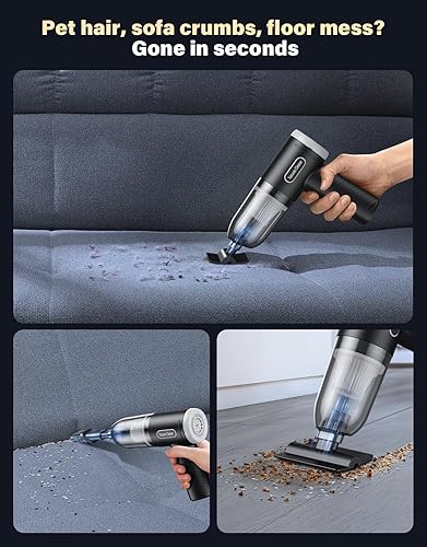 Miniatura 6 de Aspiradora portátil inalámbrica para automóvil, 20000 Pa, mini aspiradora de mano de alta potencia con el mejor motor de succión sin escobillas, 4