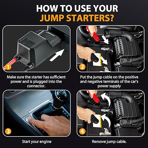 Miniatura 7 de Q17 Arrancador con compresor de aire, batería portátil de arranque de 4000A 150PSI (hasta 10.0L de gasolina8.0L diesel), 12V Jump Box Car Battery