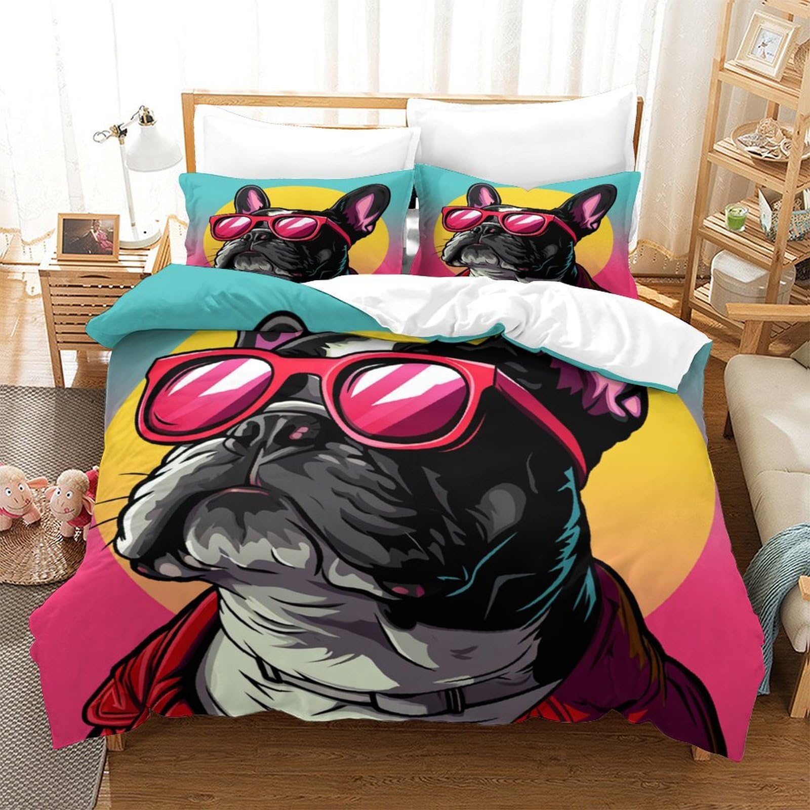 Parure de lit bouledogue français pour chambre d'enfant unique