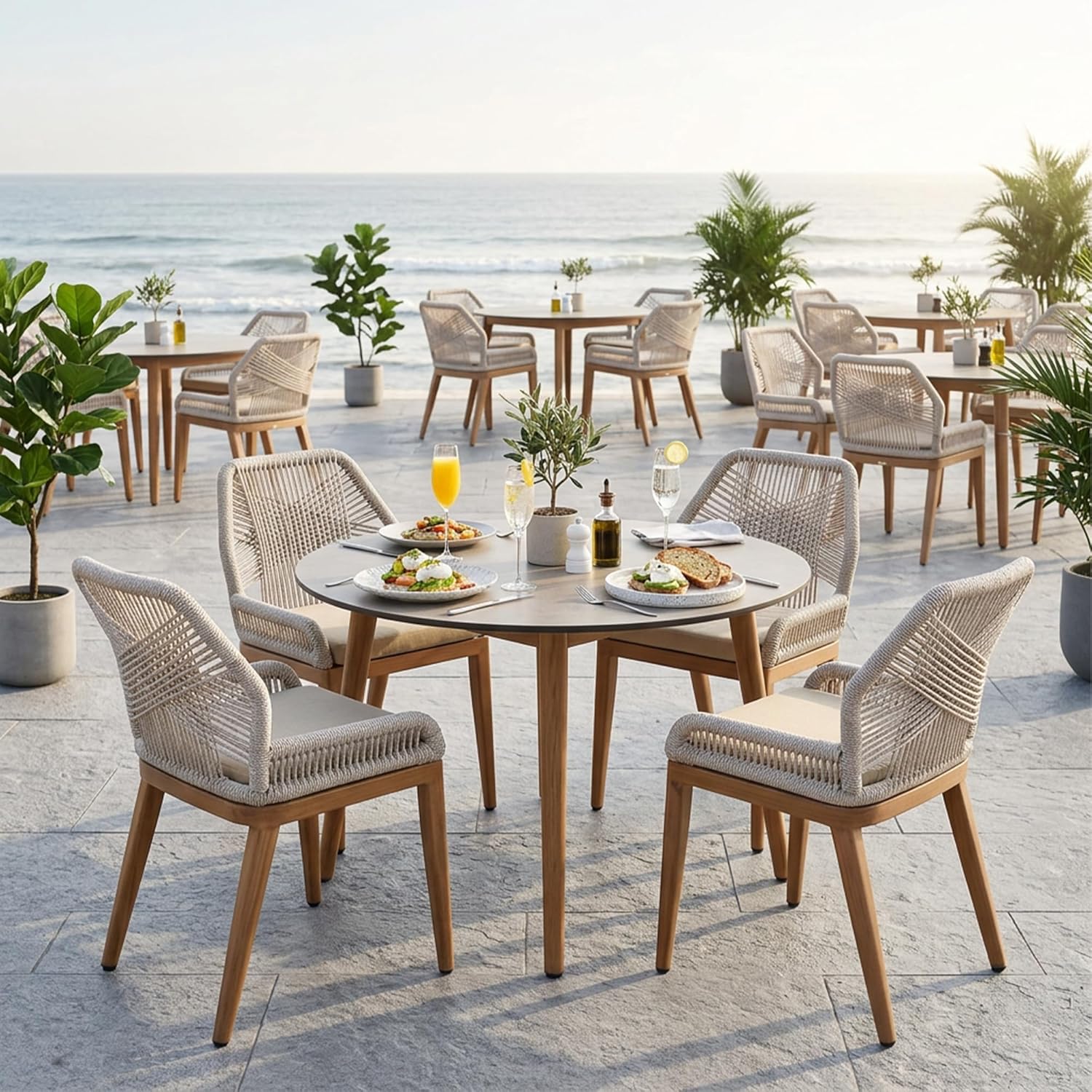 PURPLE LEAF Patio Dining Chair Set 2 Pieces Aluminum Modern Furniture Seating for Garden Kitchen Porch Outdoor Wicker Dining Chairs with Sunbrella Cushions